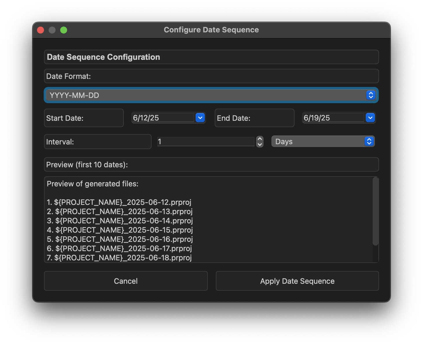 ForwardFlow Date Sequence Configuration - Automated Project Versioning and Timeline Management